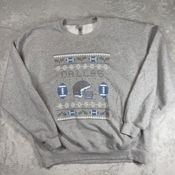 Gildan Other - Gildan Dallas Football Ugly Christmas Sweater Sweatshirt Gray Mens Large
